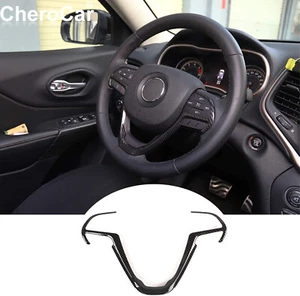 Cubierta de embellecedor de volante de fibra de carbono para Jeep Cherokee Grand Cherokee 2014-20 - Imagen 1 de 12