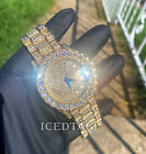 MENS ICED HIP HOP GOLD & SILVER  PT FULL ICED DIAL LUXURY STYLISH BLING-ED WATCH
