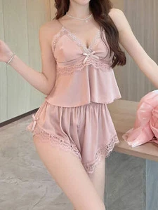 V-Neck Lace-Trim Cami Set | Camisole Lingerie | Women's Sleepwear - Picture 1 of 9