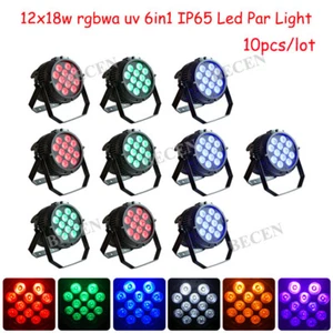BECEN 10pcs LED par Light 12x18w rgbwa uv 6in1 Led Par DJ Stage Lighting - Picture 1 of 11