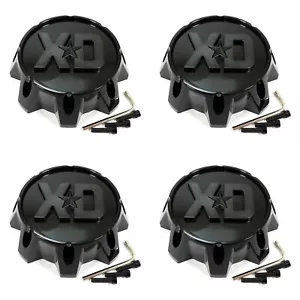 4 XD Series Black Wheel Center Caps for 8L XD863 XD858 Tension XD849 Grenade 2 - Picture 1 of 6