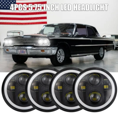 升级版适用于福特银河 500 1962 - 1974 4 件 5.75 英寸圆形 LED 车头灯高/低 — 第 1/4 张图片
