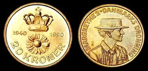 DENMARK 20 Kroner 1990 Commemorative KM 870 UNCIRCULATED - Picture 1 of 1