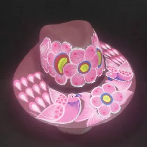 Sombrero Mexicano Artesanal Tejido Floral Multicolor Pintado a Mano Oklahoma Mediano - Imagen 1 de 16