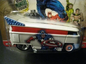 Hot Wheels Premium Volkswagen Marvel CAPTAIN AMERICA VW T1 Drag Bus Real Riders - Picture 1 of 6