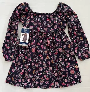 Gap Kinder Mädchen Kleid XS 4/5 Navy Blumen Langarm NEU - Bild 1 von 4