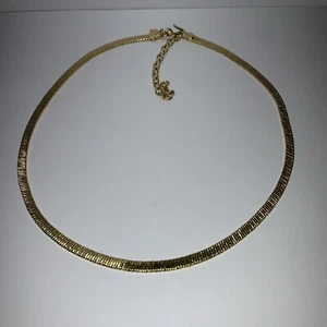 VTG Monet Gold Tone Flat Snake Chain Necklace Adjustable Length Size 15'' To 18” - Picture 1 of 16