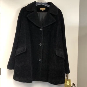 Katherine Kelly Alpaca Blend Teddy Pea Coat Sz 18 New With Tags Black - Picture 1 of 8