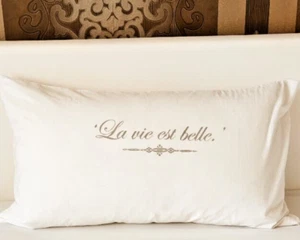 Kissen Vintage Kissenbezug Kissenhülle Landhaus Vintage Druck Shabby 80x40 cm - Bild 1 von 2