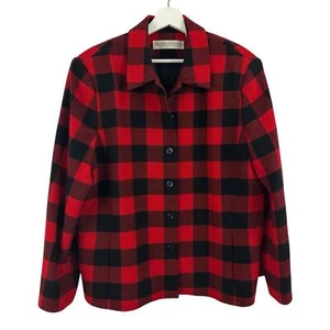 Valerie Stevens Damen Wolle Rot Büffel Kariert Button Down Jacke Größe 20W - Bild 1 von 5
