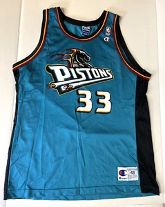 Maglia Champion autentica logo regolare GRANT HILL #33 Detroit Pistons taglia 48 XL - Foto 1 di 10