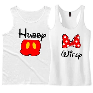 Hubby Wifey Couple Matching Tank tops mickey minnie disney vacation anniversary - Picture 1 of 6