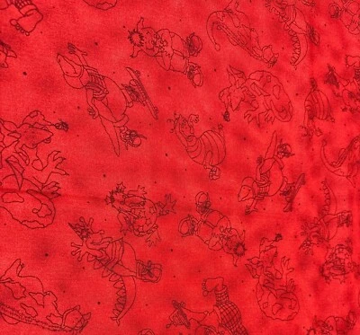 Lil Monsters Red Fabric by Barbara Tourtillotte for Clothworks 28"x44" Cartoon D - Image 1 of 4