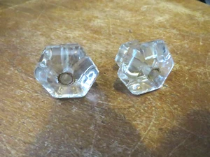 2 perillas o tiradores antiguos victorianos de cajón de vidrio transparente, 1 5/8 pulgadas - Imagen 1 de 6