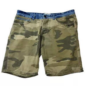 Zara Man Camouflage Jeansshorts Grün Blau Herren Größe 34 Sommer Reise Resort - Bild 1 von 6