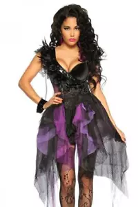 Premium-Hexenkostüm Hexen-Gothic-Kostüm Komplett Set lila Kostüm Halloween Gr M - Bild 1 von 7