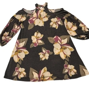Lazy Sunday Cold Shoulders Floral Langarm Tunika Kleid Größe L - Bild 1 von 3