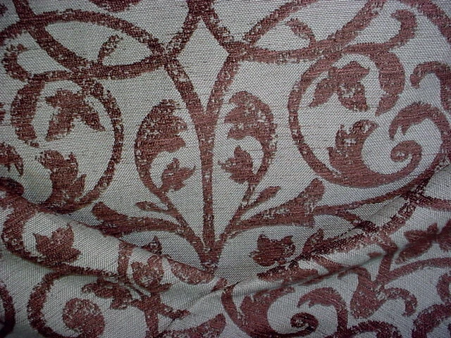 Tela de tapicería de chenilla con pergamino de chocolate azul mineral Kravet 30045 10-1/8 años Foto 1 de 4