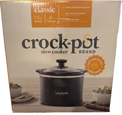 Crockpot® 1.5 Quart Round Classic Slow Cooker Brand,Small Slow Cooker, Black NIB - Image 1 of 4