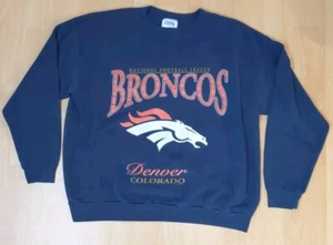 Vtg Denver Broncos Sweatshirt Mens XL Blue Long Sleeve NFL Made In USA 1998 CSA - Picture 1 of 14