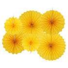 Hanging Paper Fans Party Set 6Pcs Decoration for Home Birthday Wedding(Yellow)