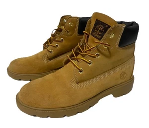 Timberland Premium Work Boots Boys Sz 5M Wheat Tan Leather Nubuck 12809B Hiking - Picture 1 of 15