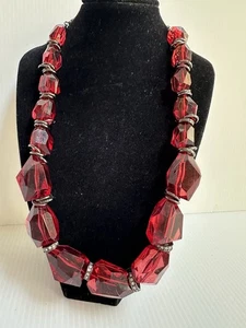 STATEMENT FACETTIERT DUNKELROT WEINROT EINZELSTRANG GALALITH PERLEN STRASS SPACER - Bild 1 von 14