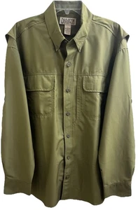 DULUTH TRADING CO Large Green Shirt Button-up Cool Plus Roll-Tab Hiking/Fishing - Picture 1 of 15