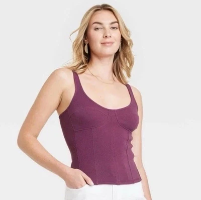 Corsé Universal Hilo Acanalado Borgoña Tanque Talla L Pullover Sin Alambres Nuevo con Etiquetas  Foto 1 de 4