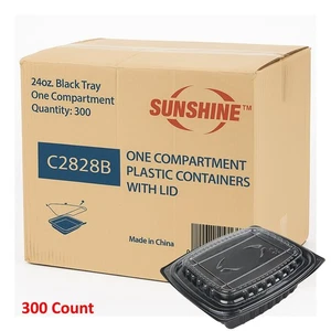 Sunshine C2828B 24 Unzen Rechteckig Schwarz Behälter mit Antibeschlag Deckel - 300/Koffer - Bild 1 von 4