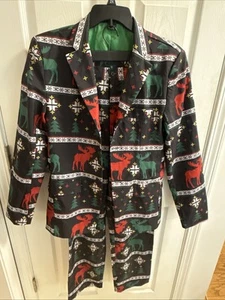TUTA UOMO VACANZA NATALE cervo alberi PICCOLO POLIESTERE rosso bianco verde nero - Foto 1 di 16