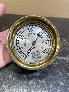 Antikes Ashcroft Manometer Druck Zeder Stromschnellen IA Steampunk Messing Lünette - Bild 1 von 10