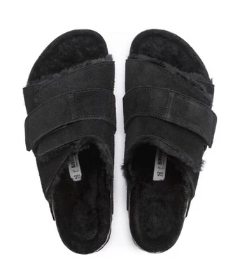 $180 Birkenstock Kyoto Piel de oveja Negro Gamuza Cinta Cuero Talla L9 M7US 40EU USADO EN EXCELENTE ESTADO LN Foto 1 de 4