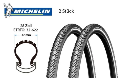 2 Stück 28 Zoll MICHELIN Protek Cross Fahrrad Reifen 32-622 Pannenschutz Reflex