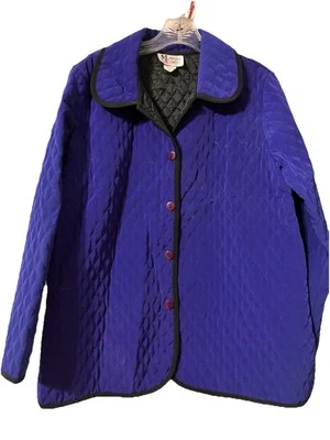 Ladies Maggie Sweet Medium Petite Jacket Quilted Purple/Blue Button Unlined - Image 1 of 4