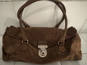 Vintage Prada Brown Suede Tessuto Shoulder Handbag - Picture 1 of 14