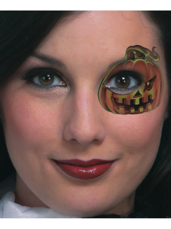 Máscara de tatuagem facial temporária abóbora olho acessório fantasia - Imagem 1 de 1