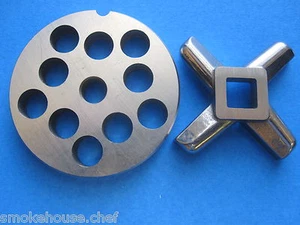 COMBO SET   #12 x 1/2" S/S Meat Grinder Chopper Hobart Plate AND new KNIFE - Picture 1 of 3