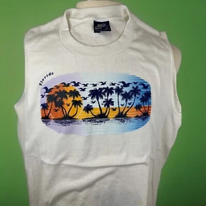 VTG 80s NIKE Florida Print Blue Tag T-Shirt USA Men's Med OG Rare Sleeveless USA - Picture 1 of 6