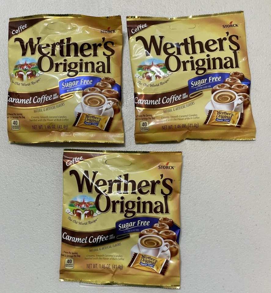 3 Sugar Werther's Original Caramel Coffee Hard Candy 3x Bag 2/22