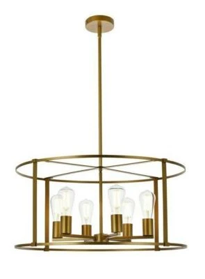 Chandelier Brass Modern Farmhouse Pendant Kitchen Island 6 Light Ceiling Fixture - Image 1 of 4