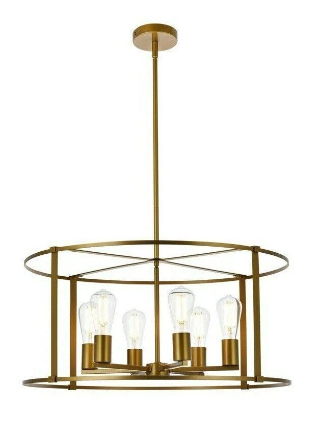 Living District LD7058D26BR Agnys 6 Light 26 inch Brass Pendant Ceiling Light