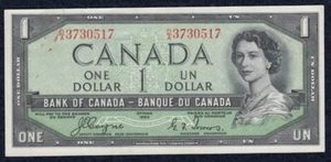 1954 Bank of Canada $1 Devil's Face Bank Note A19 - Picture 1 of 2