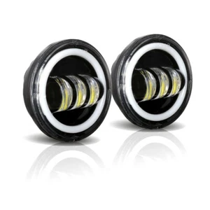 Pair 4.5" inch LED Projector Round Fog Light Angel Eyes For Motorcycle Ring DRL - Picture 1 of 11