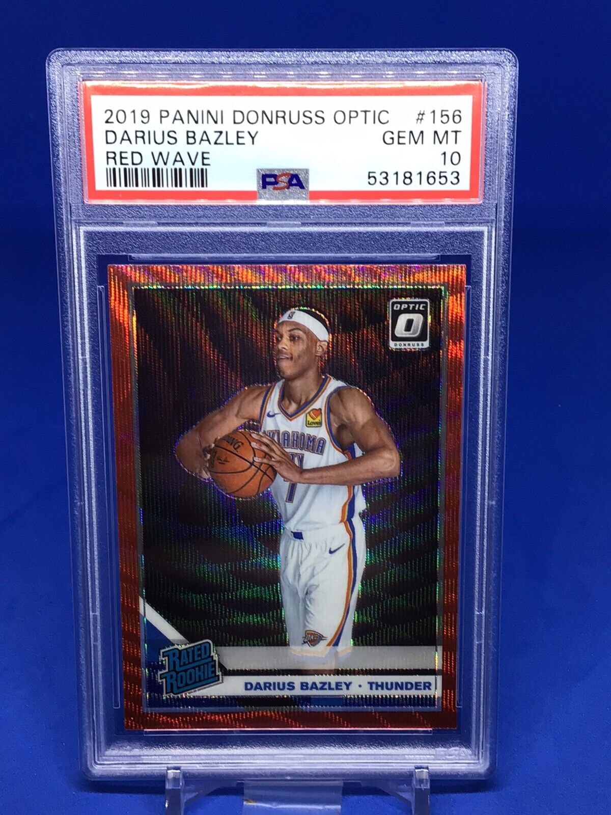 2019-20 Donruss Optic Darius Bazley Rated Rookie RC Red Wave PSA 10 Parallel SP