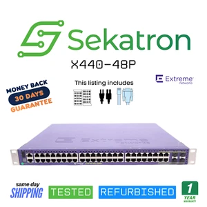 ♻️ Commutateur Gigabit Ethernet PoE+ 48 ports Extreme Networks X440-48P ⚡Livraison rapide - Photo 1/2