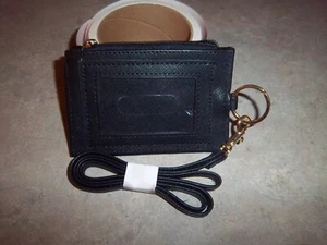 Black Slim with detachable Strap ID Holder with Zipper Pocket and 2 Card Holders - Picture 1 of 5