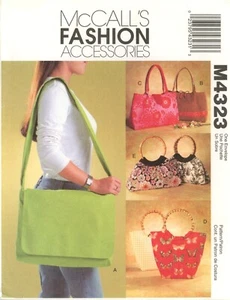 McCall's M4323 Lined Handbags w Ring Handles, Straps, Messenger Bag UC Pattern - Picture 1 of 3