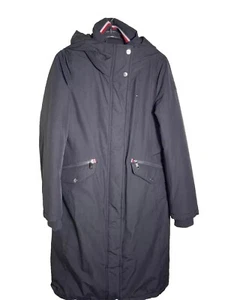 Tommy Hilfiger Black Women's Long Coat Small Petite Equestrian Preppy - Picture 1 of 22