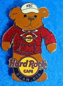 GUAM PACIFIC ISLANDER RED FLEECE SWEATER BEAR BASEBALL CAP Hard Rock Cafe PIN LE - Picture 1 of 1
